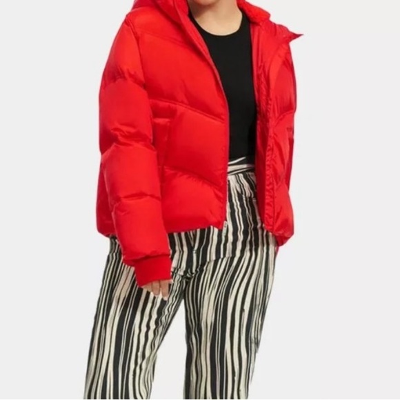 NWT Ugg Ronny cropped red puffer coat - Picture 2 of 4